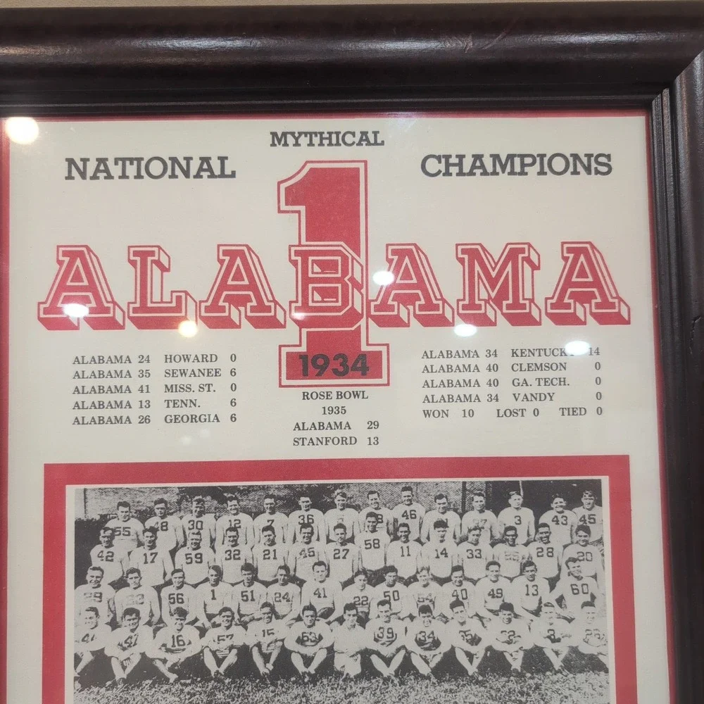 Alabama Crimson Tide 1934 National Champions Framed Poster COA Frank Thomas - Picture 2 of 7